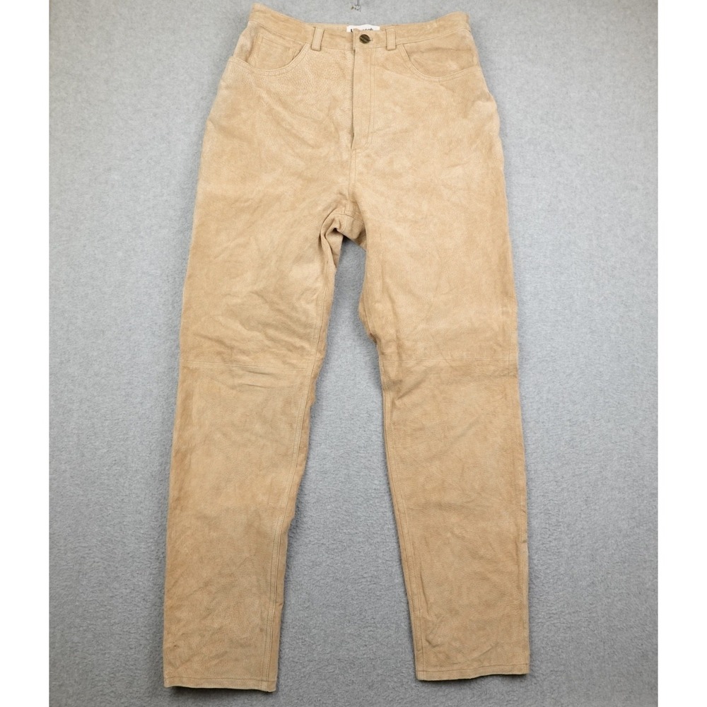Vintage Bagatelle Pants Womens Size 10 Brown Leather Suede Straight Leg Trousers